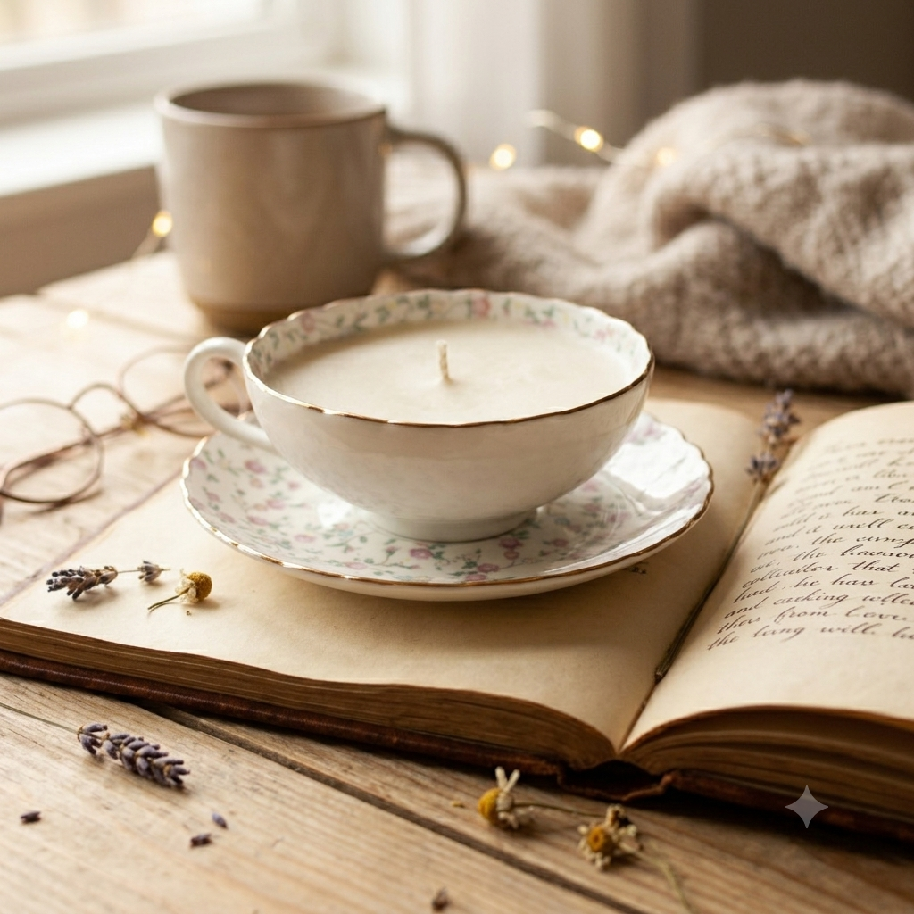 Bougie en tasse Fleur de riz - Dot & Lil