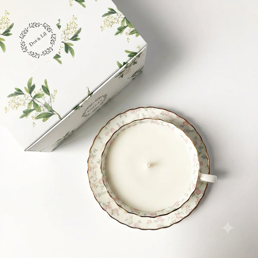 Bougie en tasse Fleur de riz - Dot & Lil