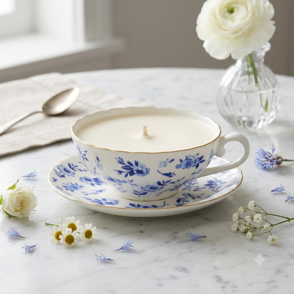 Bougie en tasse Pivoine & Feuille d’olivier - Dot & Lil