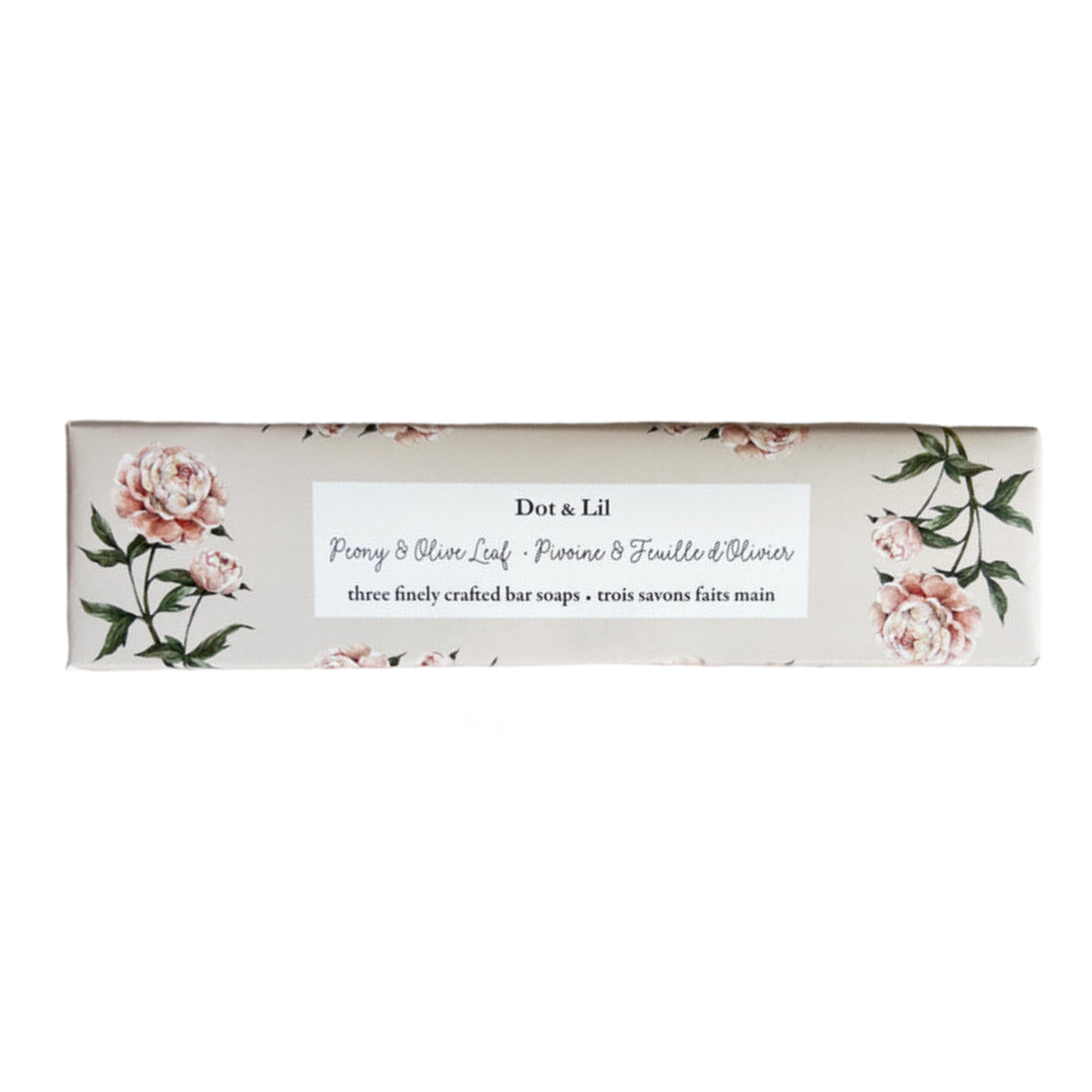 Coffret Trio Savons Pivoine & Feuille d’Olivier – Dot & Lil