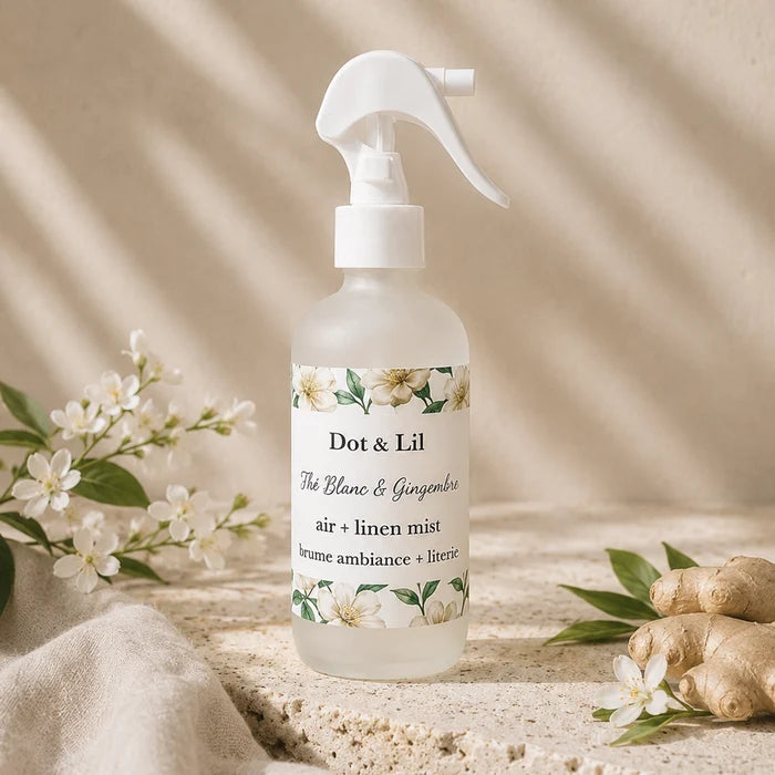 White Tea & Ginger Room & Linen Spray – Dot & Lil