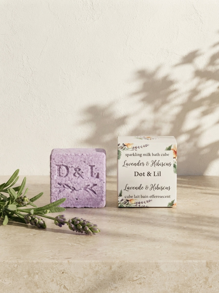 Lavender & Hibiscus Bath Cube – Dot & Lil