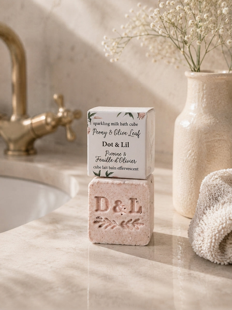 Peony & Olive Leaf Bath Cube – Dot & Lil