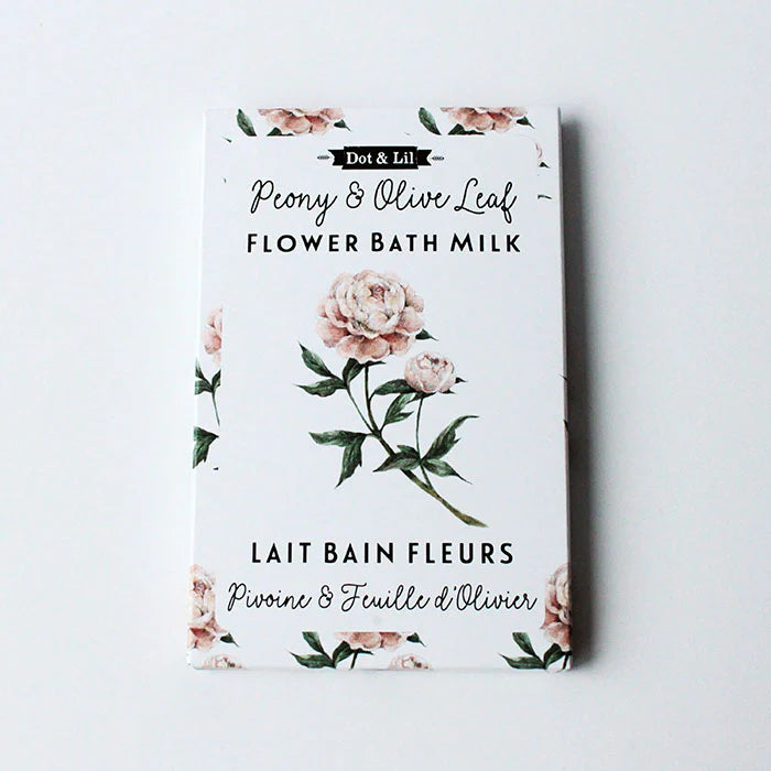 Dot and Lil Peony and Olive Leaf botanical bath milk sachet