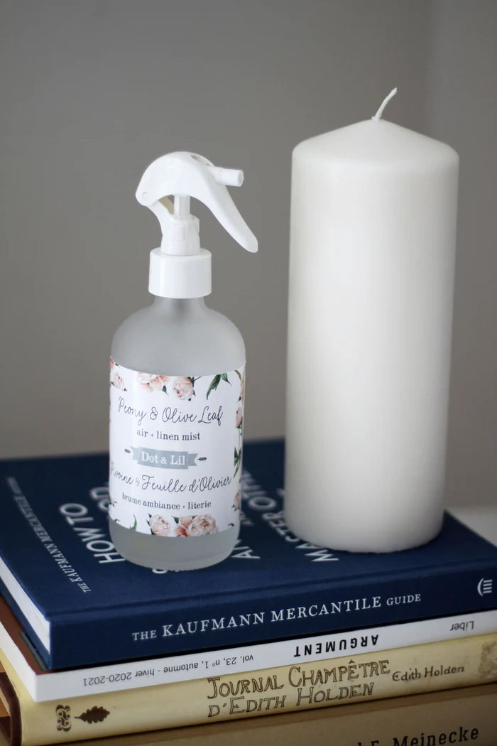 Dot and Lil Peony and Olive Leaf room and linen spray 237ml glass bottle