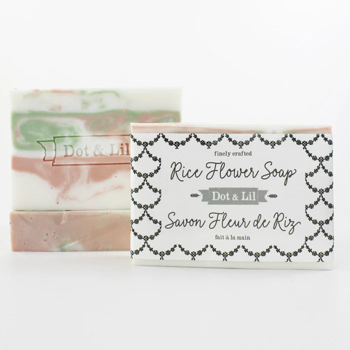 Rice Flower bar soap wrapped Dot and Lil