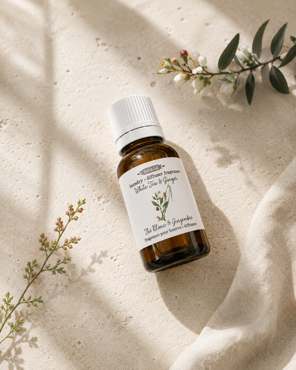 Essence parfumée pour la maison – Thé blanc & gingembre