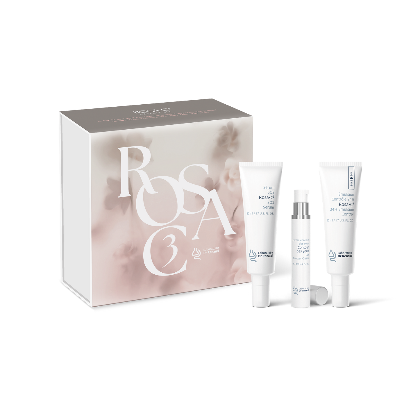Laboratoire Dr Renaud Rosa C3 skincare set with serum eye cream and 24h emulsion