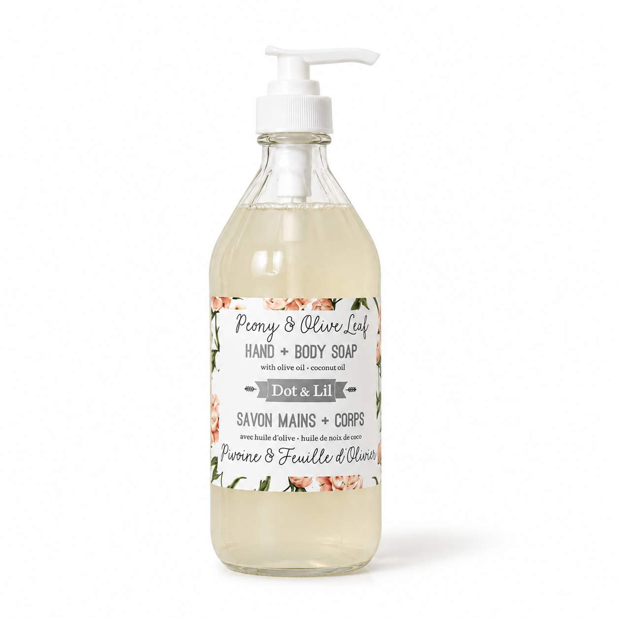 Dot & Lil – Savon Liquide – Pivoine & Feuille d'Olivier