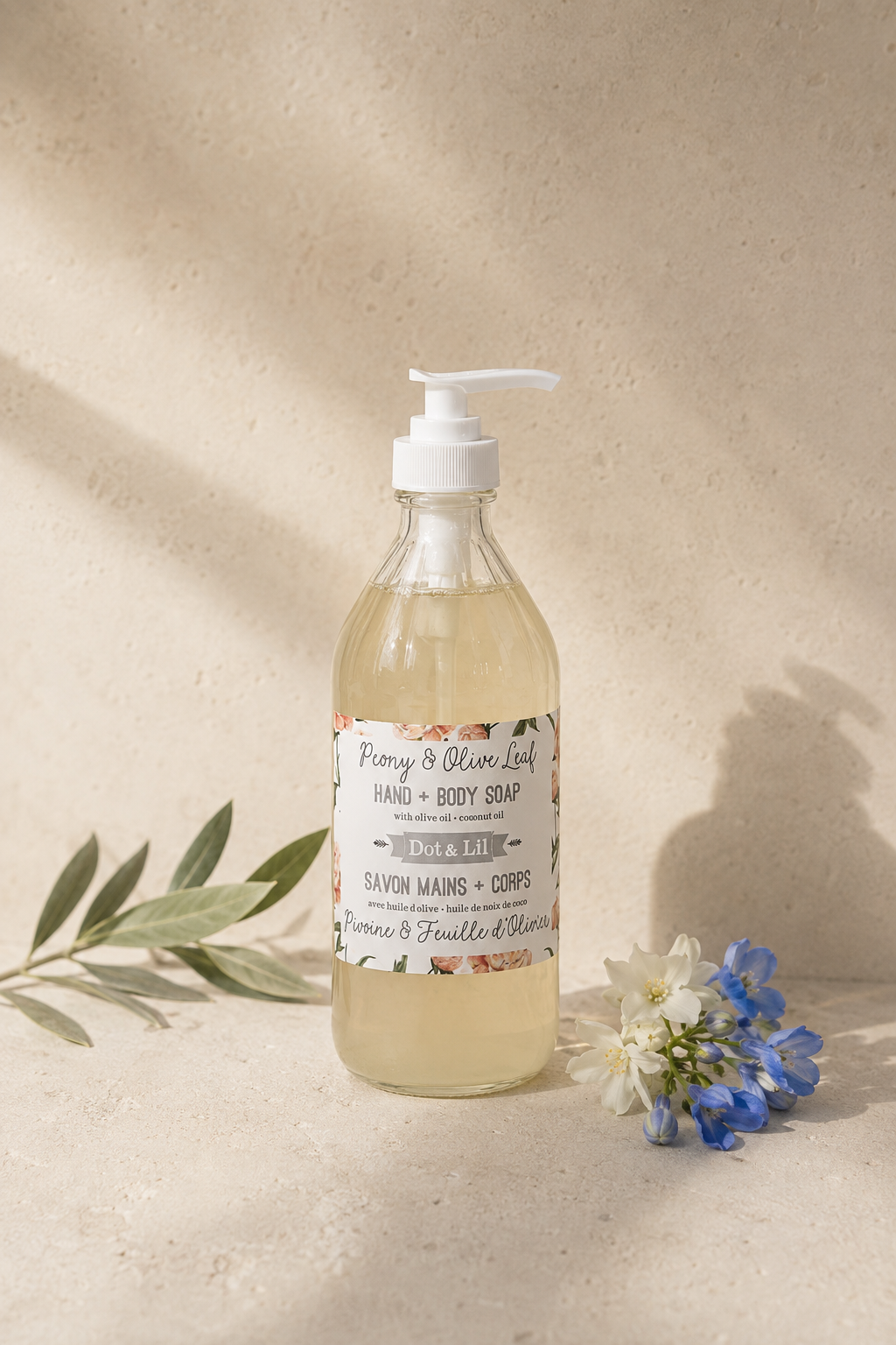 Dot & Lil – Savon Liquide – Pivoine & Feuille d'Olivier