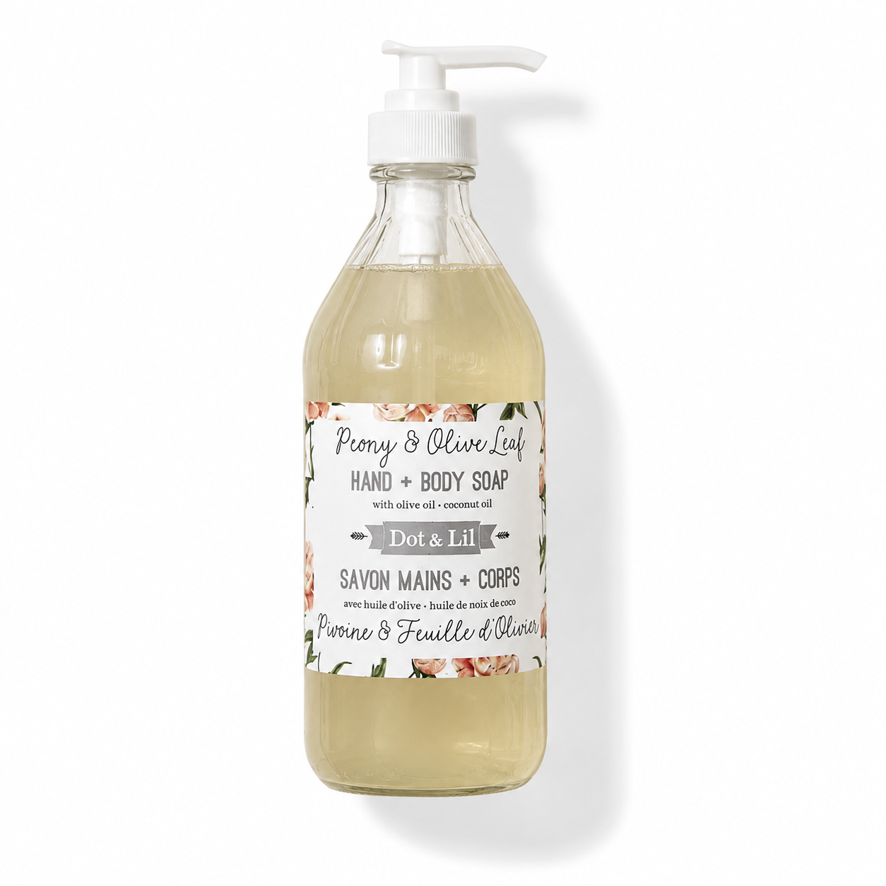 Dot & Lil – Savon Liquide – Pivoine & Feuille d'Olivier