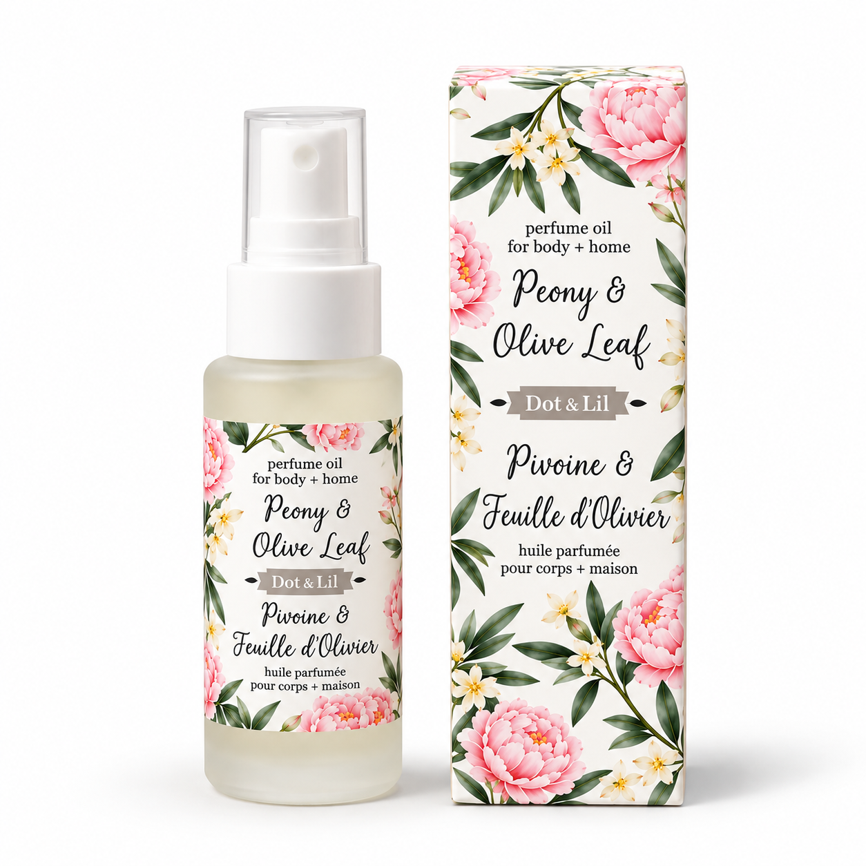Huile de Parfum Pivoine & Feuille d’Olivier – Dot & Lil