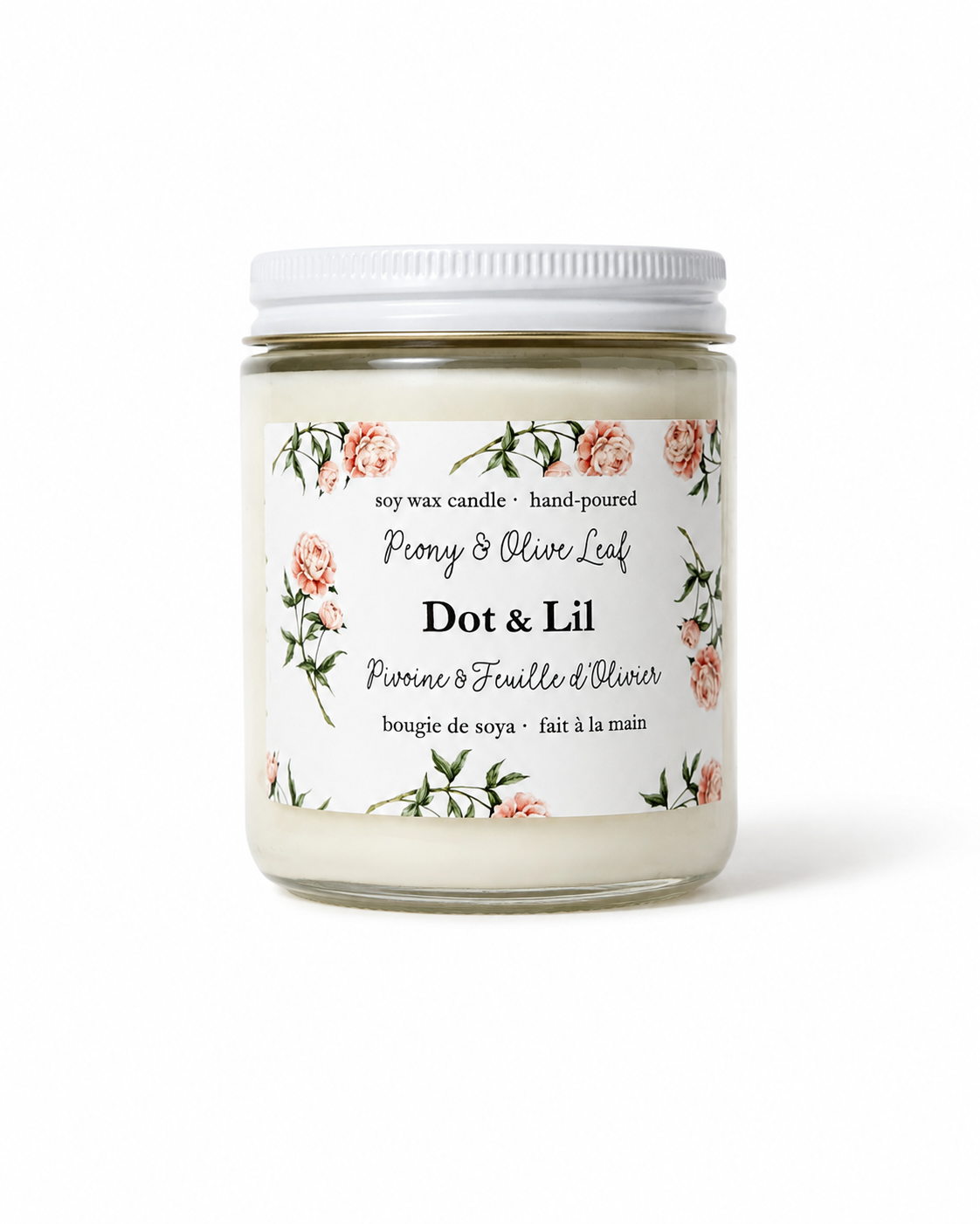 Bougie Pivoine & Feuille d’olivier - Dot & Lil