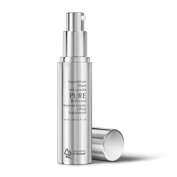 PURE ReGene SupraSerum firming facial serum bottle displayed on a neutral background