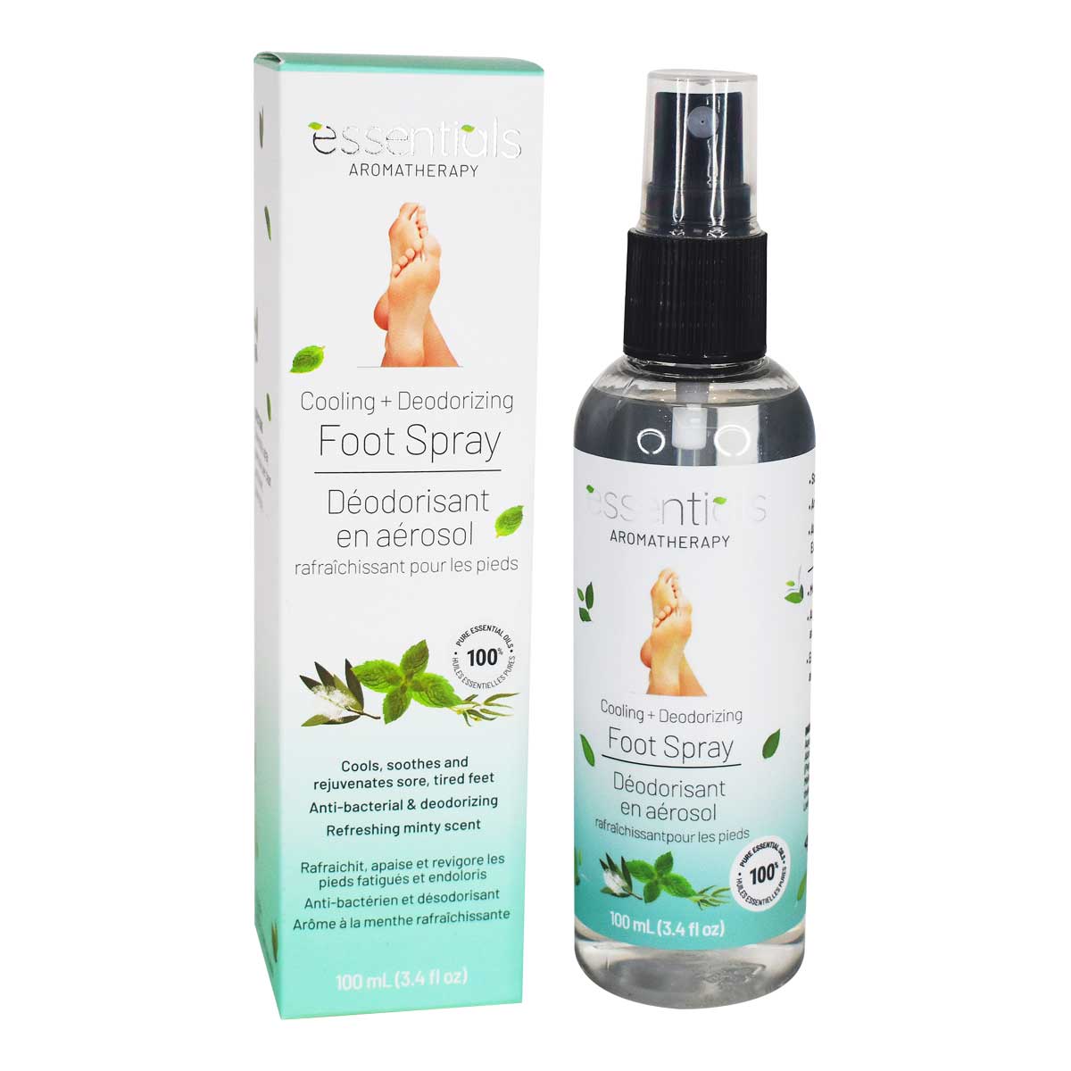 cooling foot spray relaxus deodorizing mint essential oils