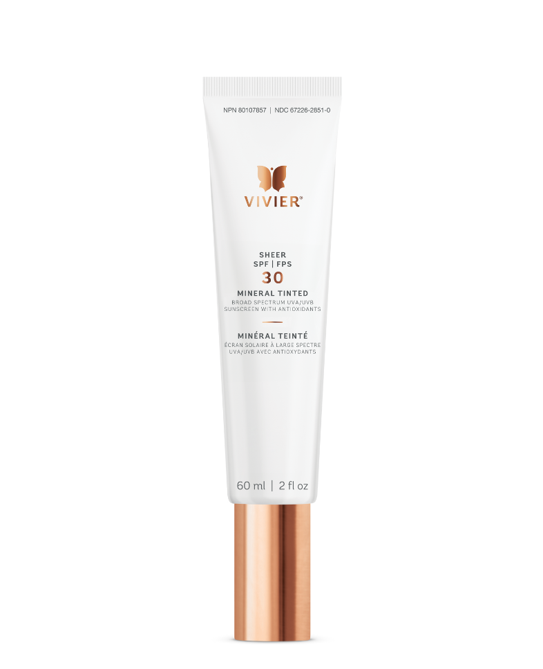 Sheer SPF 30 Tinted Mineral sunscreen by Vivier – broad-spectrum mineral face sunscreen