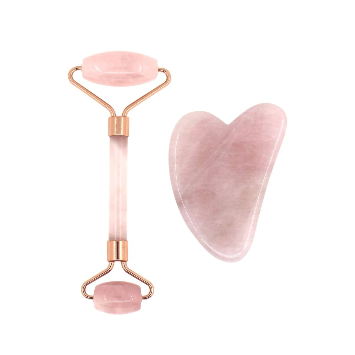 Load image into Gallery viewer, Relaxus- Rose Quartz Facial Roller &amp;amp; Gua Sha Set
