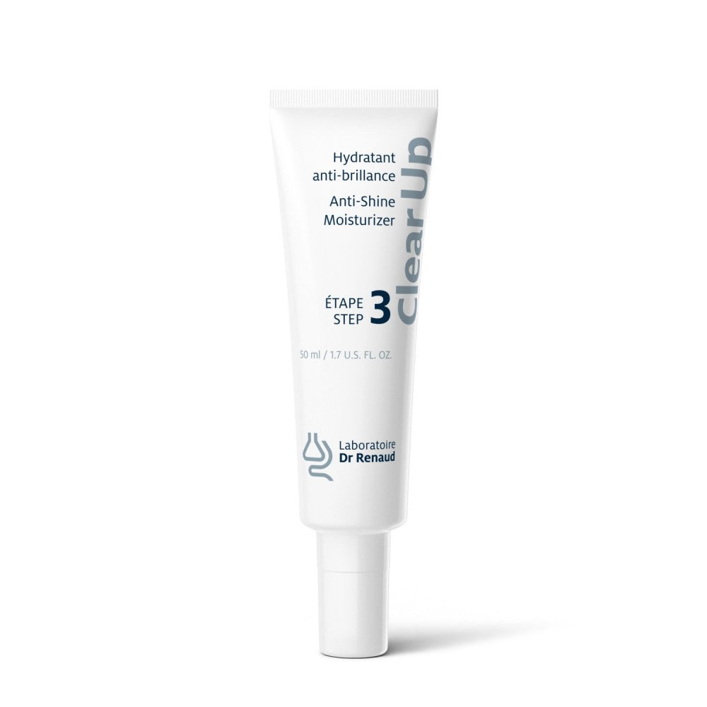 Clear Up Anti-Shine Moisturizer Step 3 by Laboratoire Dr Renaud in white tube packaging.