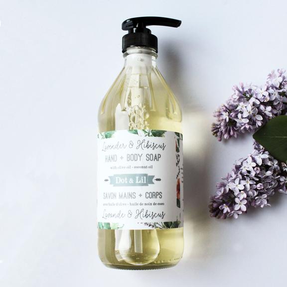 Dot and Lil Lavender and Hibiscus liquid body soap 473ml