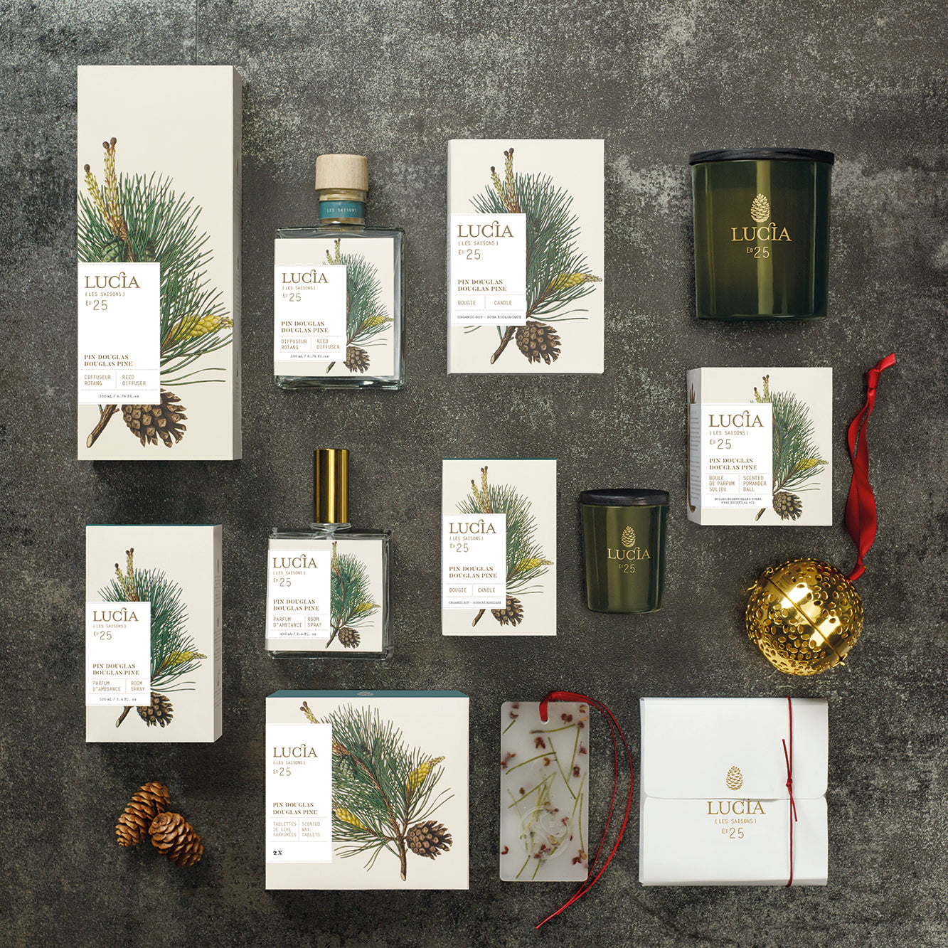 Lucia Les Saisons nº25 Douglas Pine collection – candles, diffuser and room spray