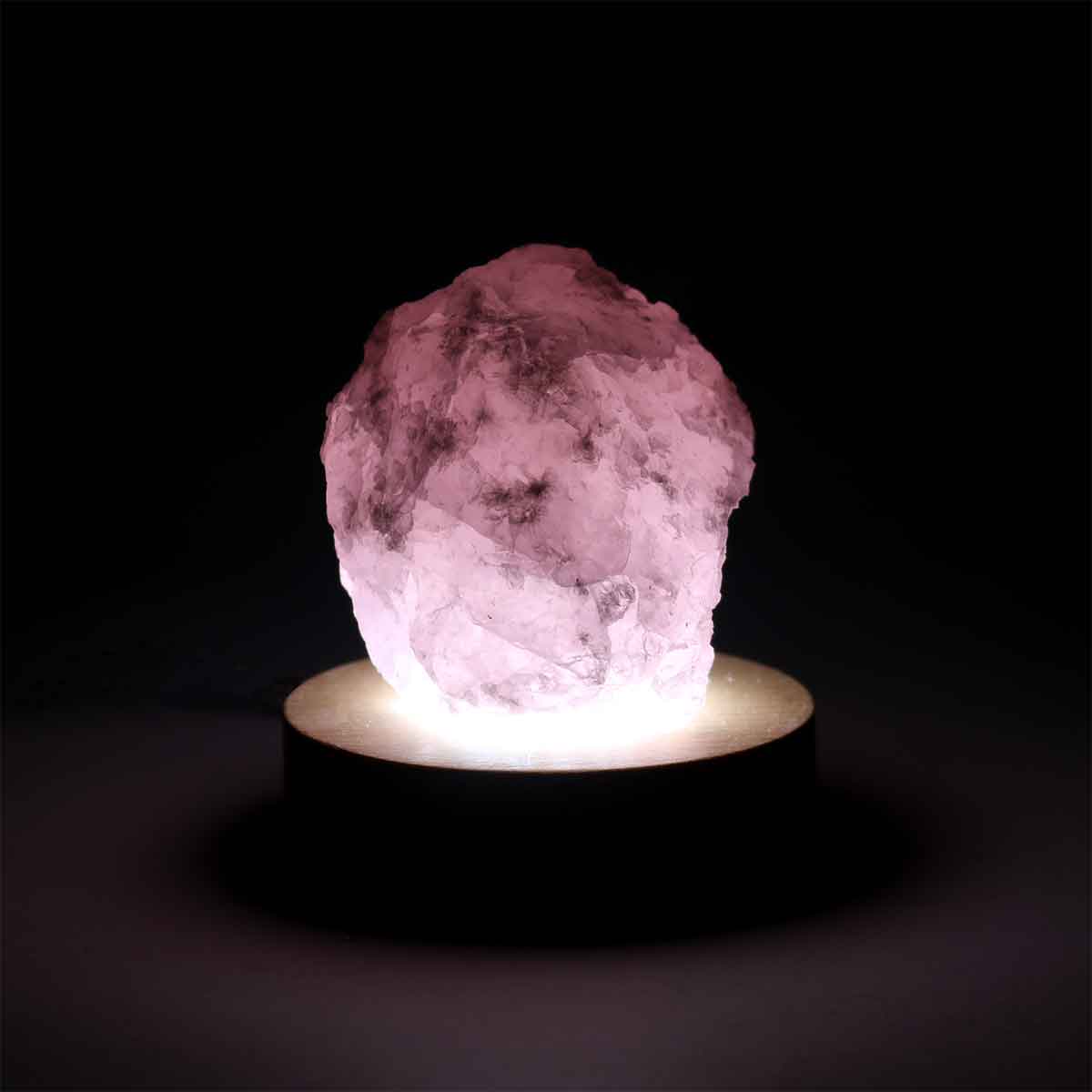 rose quartz crystal lamp wood base LED relaxation light