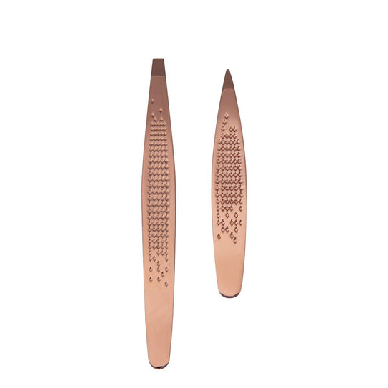 relaxus tweezer duo precision eyebrow stainless steel rose gold