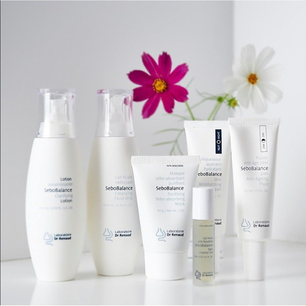 SeboBalance skincare collection by Laboratoire Dr Renaud – purifying, hydrating, and mattifying face care products