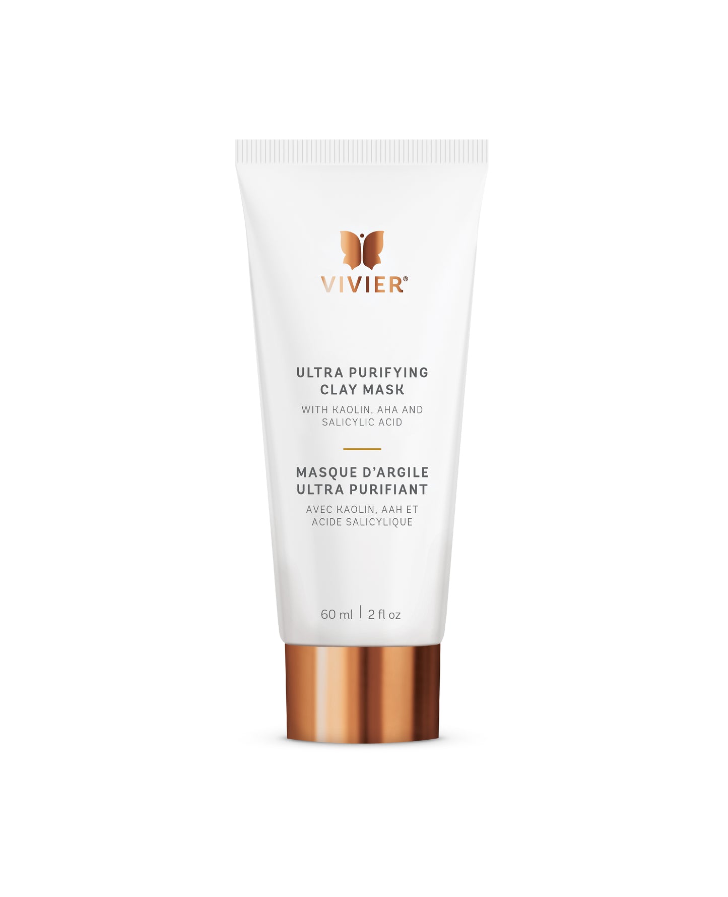 Ultra Purifying Clay Mask by Vivier in 60 ml tube with white packaging and copper cap