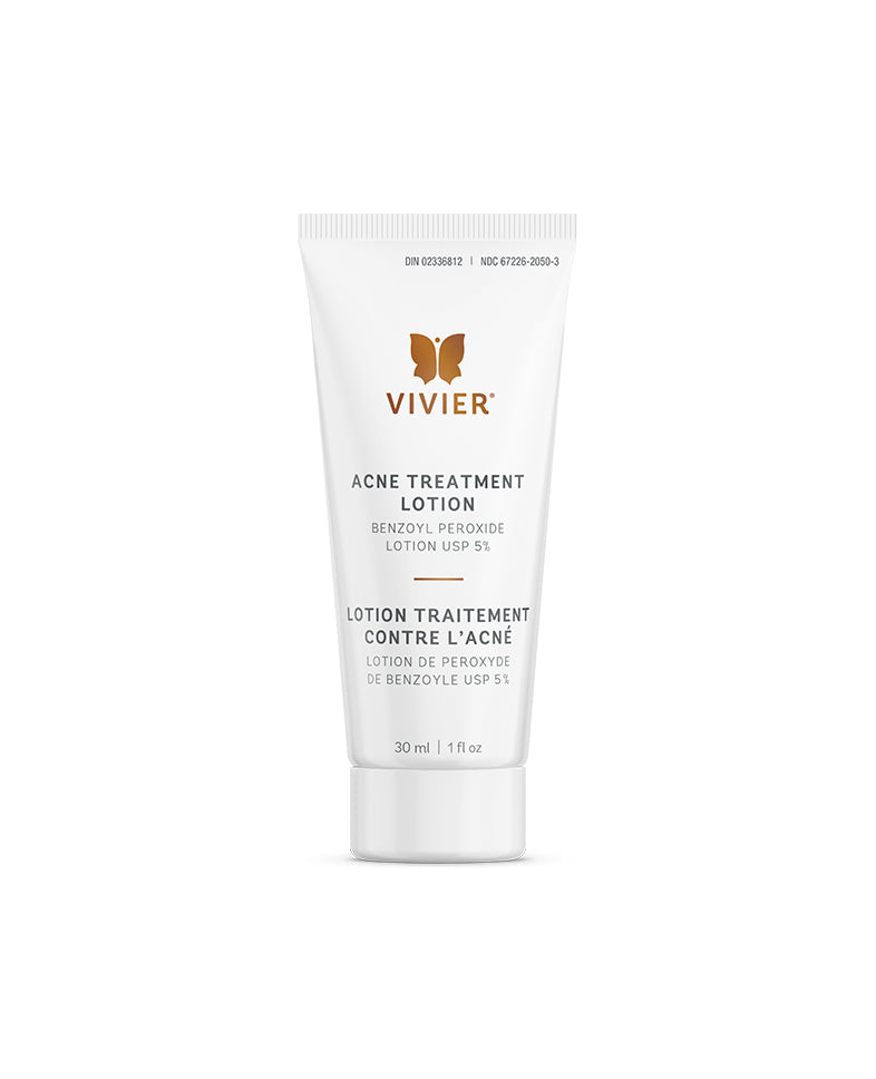 Vivier Acne Treatment Lotion bottle standing upright on a neutral background