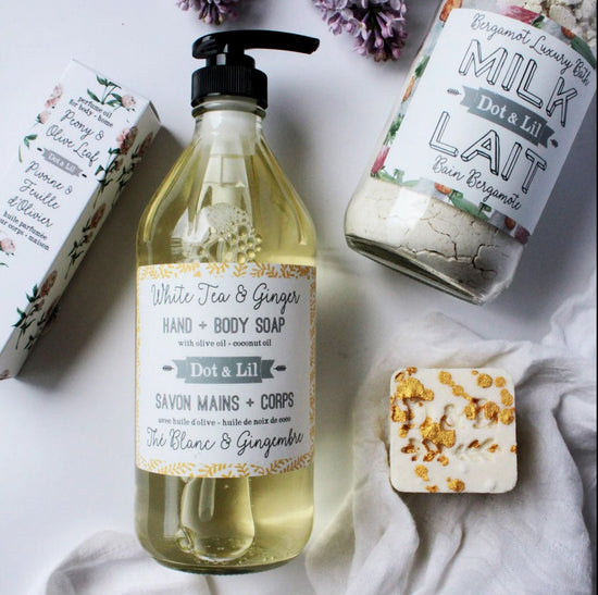 Dot & Lil Bath and Body Inc. - Fragrance pour lessive et diffuseur The  blanc et gingembre